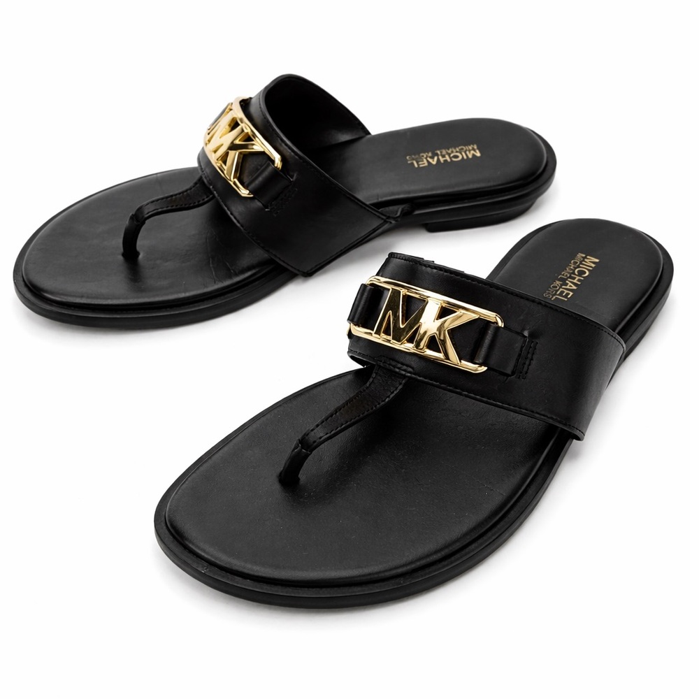 Michael Kors Black Sandals with Gold Accent